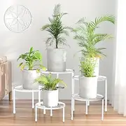 Jeackcelle 5 Pack Metal Plant Stands, Heavy Duty Flower Plant Pot Stands for Multiple Plant, Anti-Rust Iron Plant Pot Shelf, Decoration Plant Stand Racks for Home Indoor and Outdoor (White)