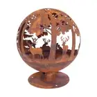 ESSCHERT DESIGN Fire Ball Pre-Rusted Laser Cut - Forest Scene