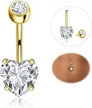 YADOCA Titanium Belly Button Bars Silver Gold Belly Bar 14G CZ Dangly Belly Button Piercing Belly Rings Piercing Jewellery Heart Butterfly Teardrop Dangle