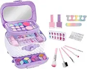 Makeup Set for Kids | Washable Toy Makeup Kit - Princess Dolls Dress Up Toy Cute Toddler Cosmetic Kit Nail Art Accessories for Children Teen Girls, Age 4-12 Years Old