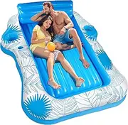 Inflatable Pool Lounger Float for Adults - 70" x 60" JIANYHW X-Large Beach Sun Tan Tub Pool Lounge Raft Sunbathing Pool Floaties with 2 Food/Drink Holder, Blow Up Tanning Pool Bed Floating Mat