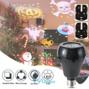 E27 LED Light Bulb Christmas Snowflake Projector Colorful Moving Snowfall Laser