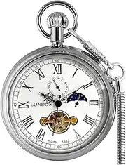 [VIGOROSO] Men's Vintage Full Copper Hand-Wind Mechanical Second&24hours Sub-dials Pocket Watch in Box