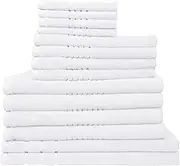 Jenny McLean Montage Towel Sets 650GSM 14PC Bath Linen Set 4Bath-Towels+4Hand-Towels+4 Face Towels+2 Bath Mat White