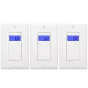 TOPGREENER Timers 15-Amp 7-Day Programmable Indoor Digital w/ Wall Plates 3-Pack