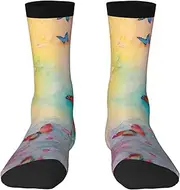 [EdWal] Soft Butterfly print Moisture Wicking Socks Sports Socks for Men and Women Warm thermal Boot Hiking Socks