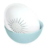 2-in-1 Colander Bowl Set, White and Sea Glass