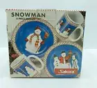 New Debbie Mumm Sakura Snowman Dessert Set 4 Plates and 4 Mugs