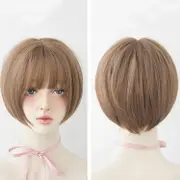 Round Face Short Hair Wig with Full Bangs