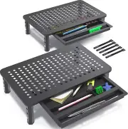 Back Saver Monitor Stand for Desk - 2 Pack Monitor Riser with Drawer - Gain 5...