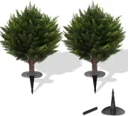 15.7 Inch Height Set of Two Artificial Cypress Topiary – Breathe Life & Lushness
