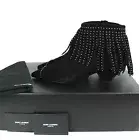NEW SAINT LAURENT Fringe Studded Ankle Boot, Black Suede, EUR 39, MSRP $1395