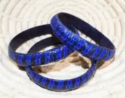 African Tuareg Bracelet Set S/M blue bangles tribal ethnic boho jbtv41