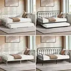 Oikiture Metal Daybed Frame Single Size Base Sofa Bed Steel Slat Support