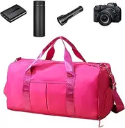 Gym Shoulder Bag, Sports Gym Bag, Waterproof Fitness Bag for Travel | Portable Tote Bag with Shoulder Strap, Multifunction Sports Bag for Wet Dry, hotpink, 説明を参照してください