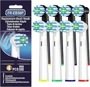 8 Pack Replacement Heads Compatible with Oral B Pro 1000 Electric Toothbrush Brush Heads Refill for Smart 1500 Cross/Floss/Sensitive/7000/5000, Black/White