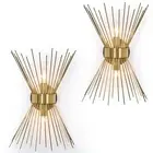 2-Light Bathroom Vanity Light, Mid-Century Modern Starburst Gold Wall Sconce,...