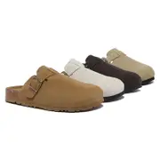 EVERAU® Adjustable Buckled Straps Slip-on Flat Sandal Slides Mason - Sand / AU Ladies 12 / AU Men 10 / EU 43