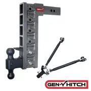 GENY MegaDuty 21K 15" Drop 2.5" Trailer Hitch Stabilizer Pintle w Ball 3K Tongue