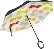 Double Layer Inverted Umbrella Cars Reverse Umbrella Cute Colorful Bows Vintage Windproof UV Proof Travel Outdoor Umbrella