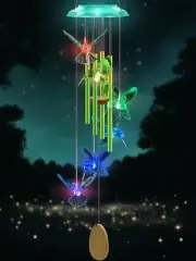 Wind Chimes,Hummingbird Solar Wind Chimes for Outside,Green Gradation Aluminu...