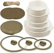Iris Ohyama DPAN-12S Frying Pan Set, 12 Piece Set, Compatible with Gas Fire & Induction, Ceramic Coating Makes Easy to Clean and Easy to Clean Up Your Frying Pan, Makes Cute Dishes, Highly Heat