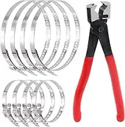 Swpeet 9Pcs Heavy Duty Multi-purpose Hose Clip Pliers with Small and Large Stainless Steel CV Boot Clamp Assortment Kit, Crimp Clamp Clic-R Collar Pliers Adjustable Drive Shaft CV Boot for Most Cars
