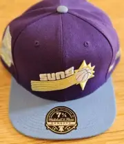Phoenix Suns Fitted Hat NBA Mitchell & Ness Dynasty Sz 7 3/4 Purple Lt Blue NWT
