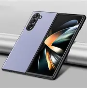 Plain Skin Leather Phone Case for Samsung Galaxy Z Fold6 5G TPU Soft Bumper for Sumsung Fold 6 ZFold6,Smoky Purple,01,for Samsung Z Fold6