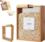 Rice Container - Wooden Acrylic Cereal Box, Cereals Storage Containers, Rice Box - Wooden Acrylic Cereal Boxs, Cereals Dispenser, Rices Dispenser Container (1Pcs)