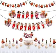 Turning Red Theme Decoration- Birthday Decoration Kit with Banners, Cake & Cupcake Toppers - Fun Themed Celebration Pack for Kids & Fans