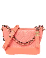 Chanel Pink Quilted Aged Calfskin Leather Small Gabrielle Hobo Bag (Authentic Pre-Loved)