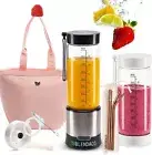 Glass Jar USB Portable Blender and Accessories Silver Premium Package