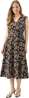 [Kasper] Women's Sleeveless Floral Eyelet Midi Dress