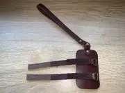 Brown Italian Leather Walking Stick Cane Wrist Cords Fully Adjust Hand made V23