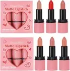 6 Pcs Matte Lipstick Set, Velvet Matte Heart Lipstick Long Lasting Waterproof No