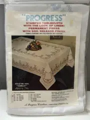 PROGRESS STAMPED TABLECLOTH Camelot No. 1200 Oblong 60" x 100" NIP Sealed