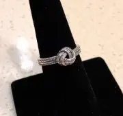 Pandora Sparkling Love Knot Clear CZ Ring #190997CZ +HINGED BOX+POLISH CLOTH+Tag