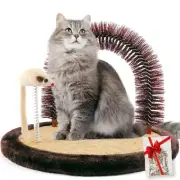Arco para gatos autolimpiante masajeador y cepillo de aseo con base resistente