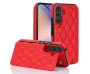 3 Cards Leather Case for Samsung Galaxy A14, RFID Blocking Material to Protect Card Data - Red