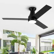Black Ceiling Fans with Lights and Remote, 48 Inch Flush Mount Low Profile Ce...