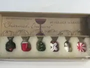 Meadowsweet Kitchens Wine Glass Drink Charms Christmas Ornament Theme Set Of 6