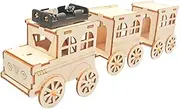 DIY Wooden Train Set Educational Wood Science Project Unpainted Train Model for Kids Enhance Spatial Imagination and Logical Thinking