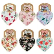 Baby Heart-Shape Bibs with Bow Bow Headband Floral Print Saliva Towel Burp Cloth