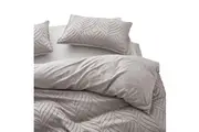 Cleverpolly Tufted Ultra Soft Microfiber Quilt Cover Set Queen Beige Quilt Covers