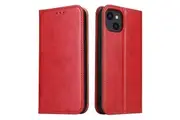 For iPhone 14 Plus Case Leather Flip Wallet Folio Cover with Stand Red