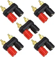 eMagTech 5pcs Dual Speaker/Amplifier Plum Blossom Terminal Block 4mm Double Female Banana Sockets for Speaker Wiring Amplifier Terminals