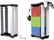 YOPOTIKA Universal Game Holder, 23 Game Storage, Tower Rack for PS5/Xbox/Nintendo Switch Games with 2 Controller Holders, White/Black, 14.2 x 44.7 x 8.2 cm, Fashionable