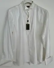 Canali Men's Formal Tuxedo Shirt Long Sleeve Business Dress Size 46/18 White XL