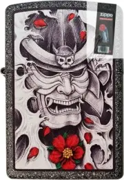 Zippo 82873 Japanese Samurai design Iron Stone Matte Lighter + FLINT PACK